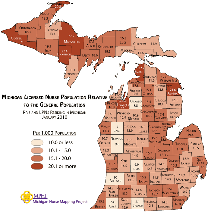 Michigan Population Density Map