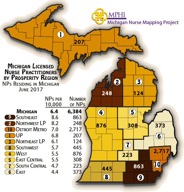 Michigan Nurse Mapping: Michigan Licensed Nurse Practitioners by ...