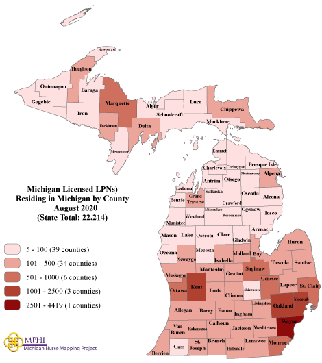 Michigan Nurse Mapping: Michigan Licensed Practical Nurses by ...