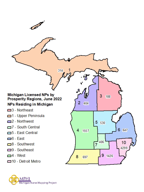 Michigan Nurse Mapping: Michigan Licensed Nurse Practitioners by ...